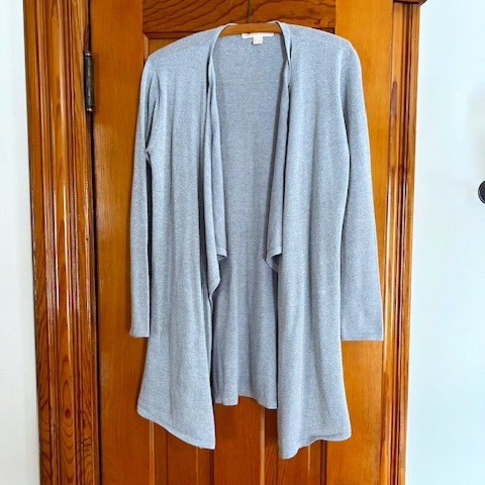 Michael Michael Kors Silver/Metallic Sparkle Open Drape Cascade Cardigan